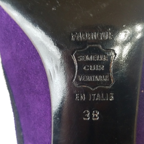 Vintage Purple Striped Luc Berjen Heels Italy 38 - Picture 8 of 8